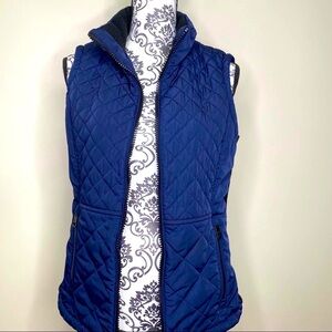 Andrew Marc Blue Quilted Vest with Black stretchy Panel size S Small